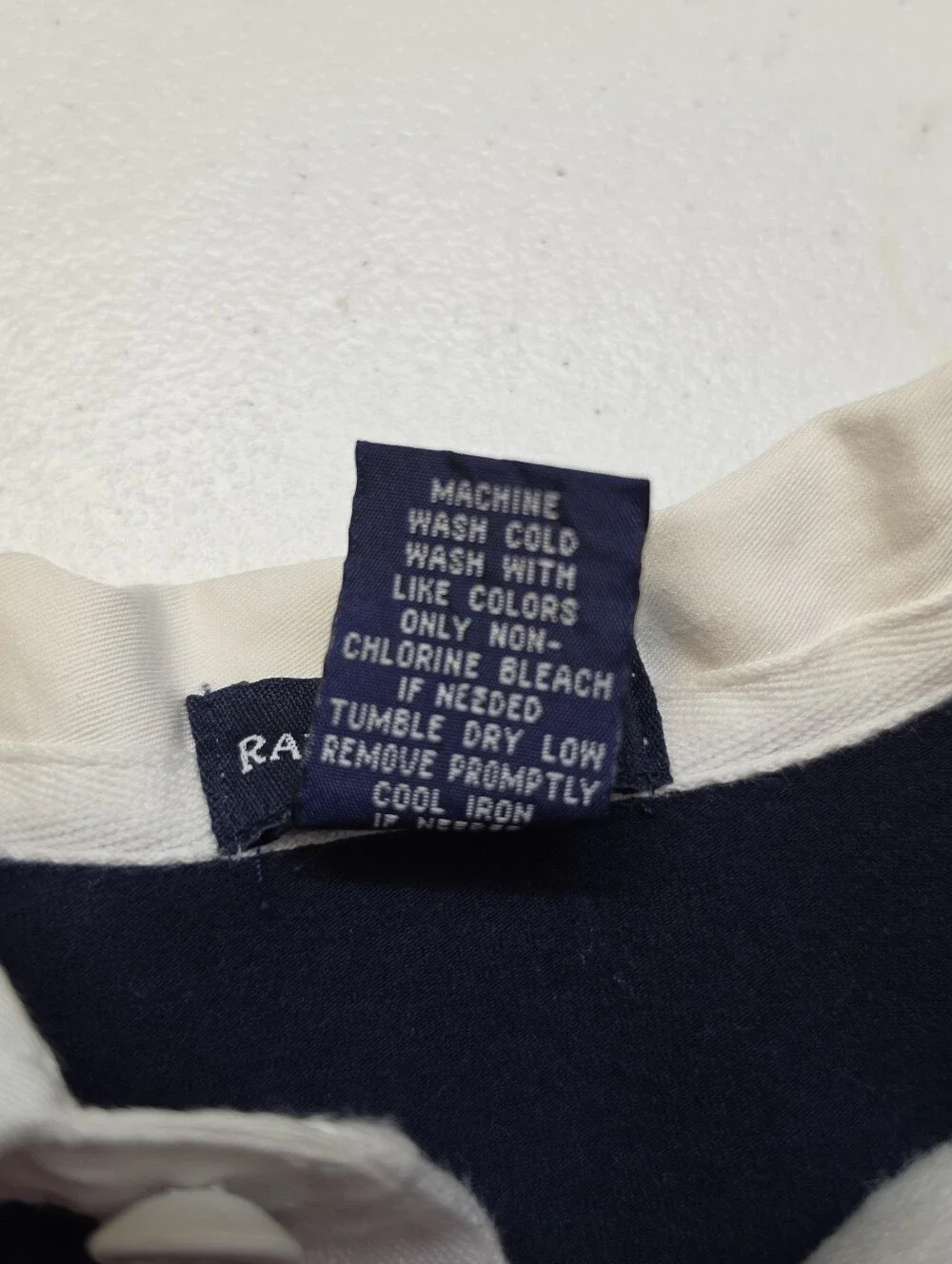 Ralph Lauren Vintage Navy Long-Sleeve Polo Dress with Crest Ruffle Hem